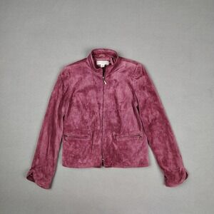 Petite Sophisticate Suede Leather Jacket Women Small Merlot Full Zip Lined